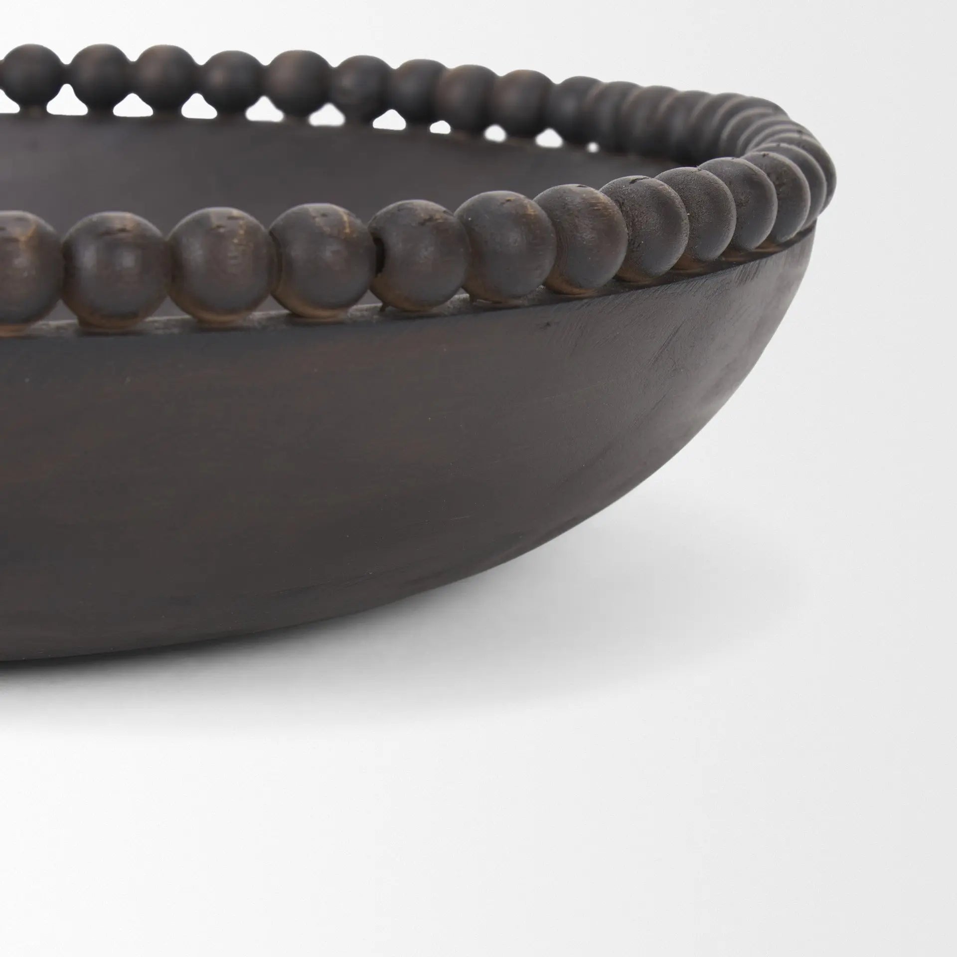 Wendell Wood Beaded Round Bowls - Set of 2 | Solid Wood Decorative Accents Mercana