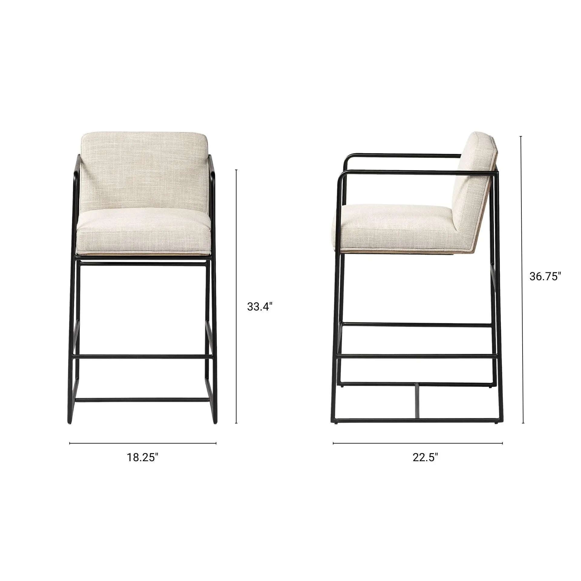 Stamford Counter Stool | Light Beige Upholstered Counter Stool - Villa Decor & Design