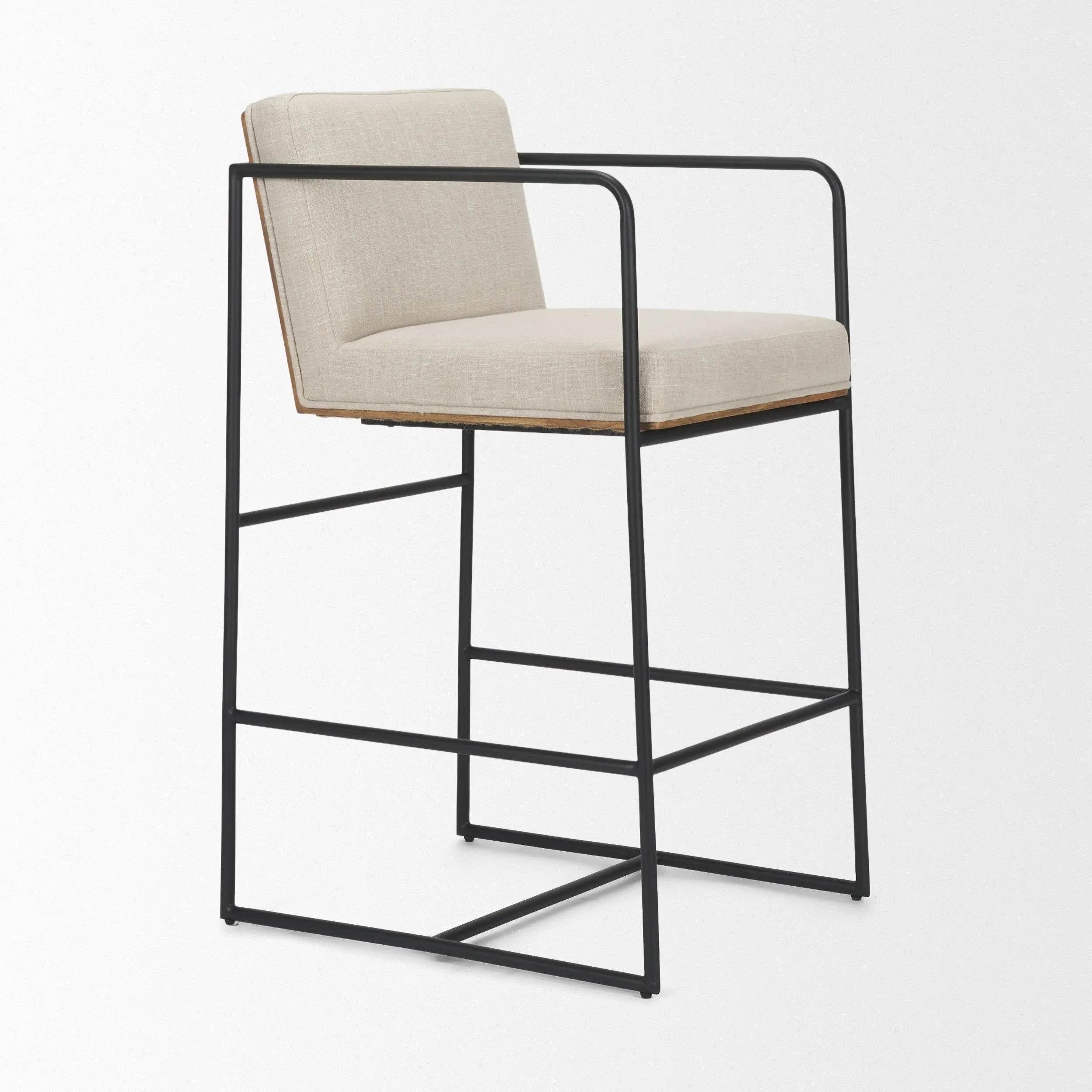 Stamford Counter Stool | Light Beige Upholstered Counter Stool - Villa Decor & Design