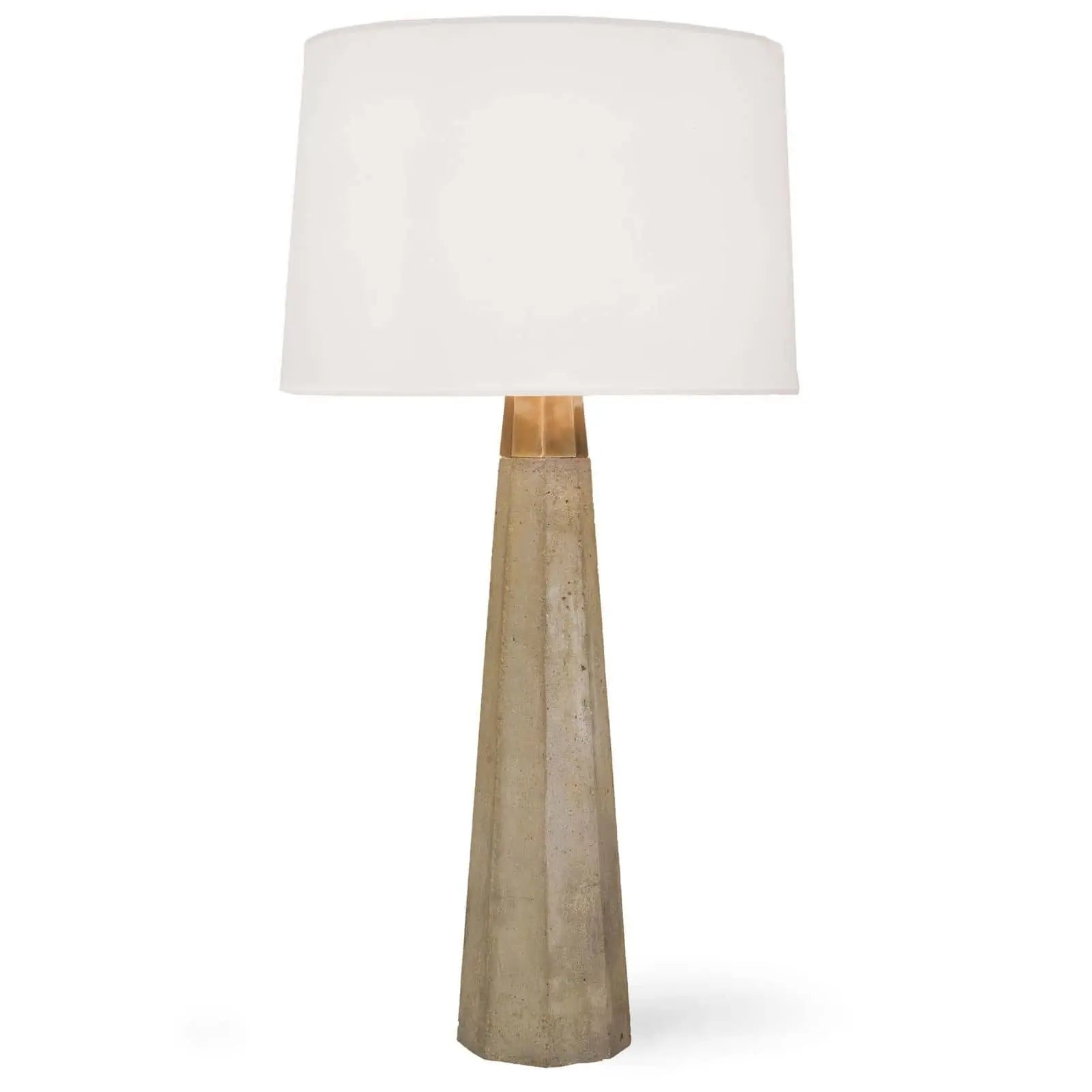Beretta Concrete Table Lamp - 30" Hexagonal Column with Linen Shade - Villa Decor & Design