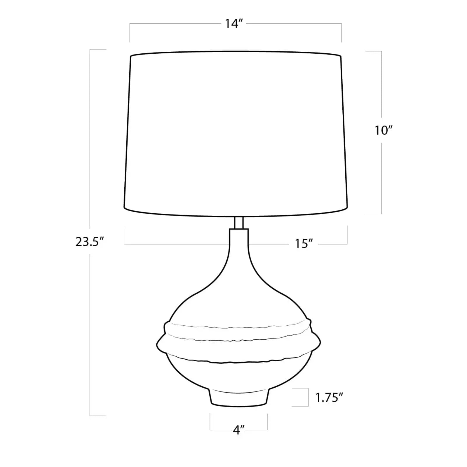 Measurement chart of a lamp with dimensions labeled
