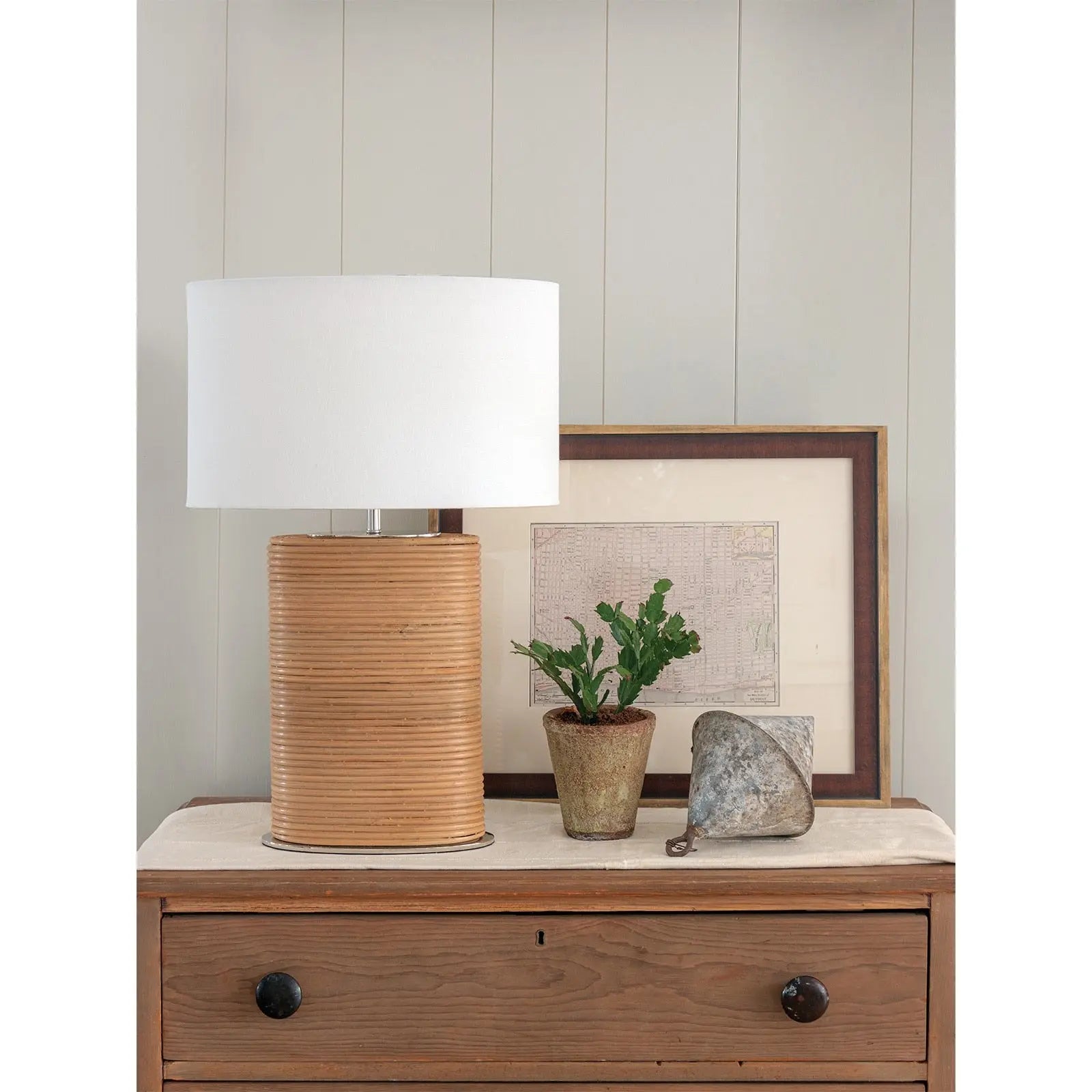 Resort Bedside Table Lamp – Bamboo-Wrapped Base, Natural Finish - Villa Decor & Design