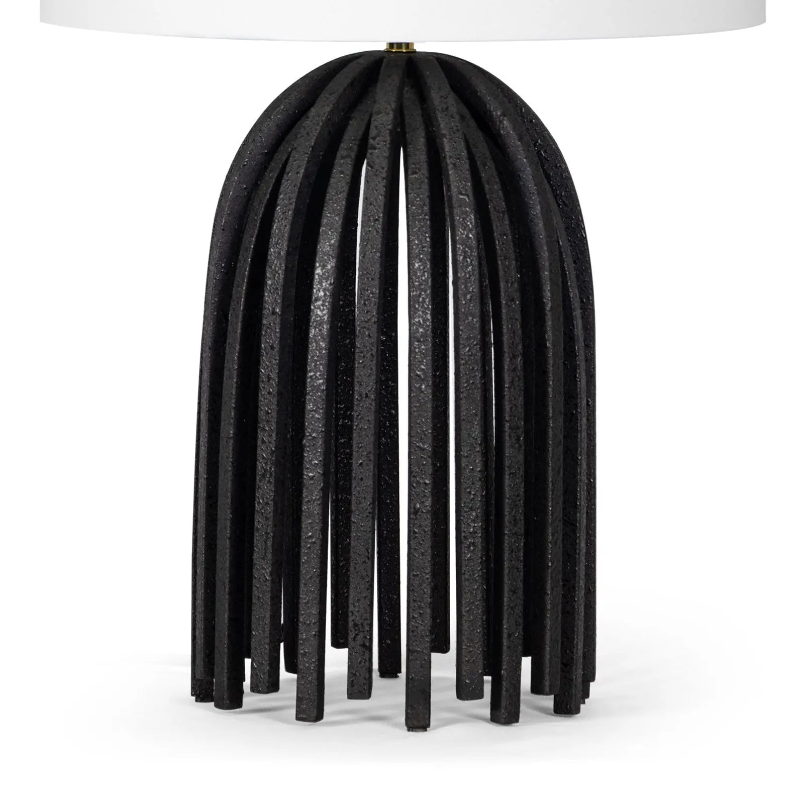 Webbed Table Lamp – Blackened Iron with Linen Shade - Villa Decor & Design