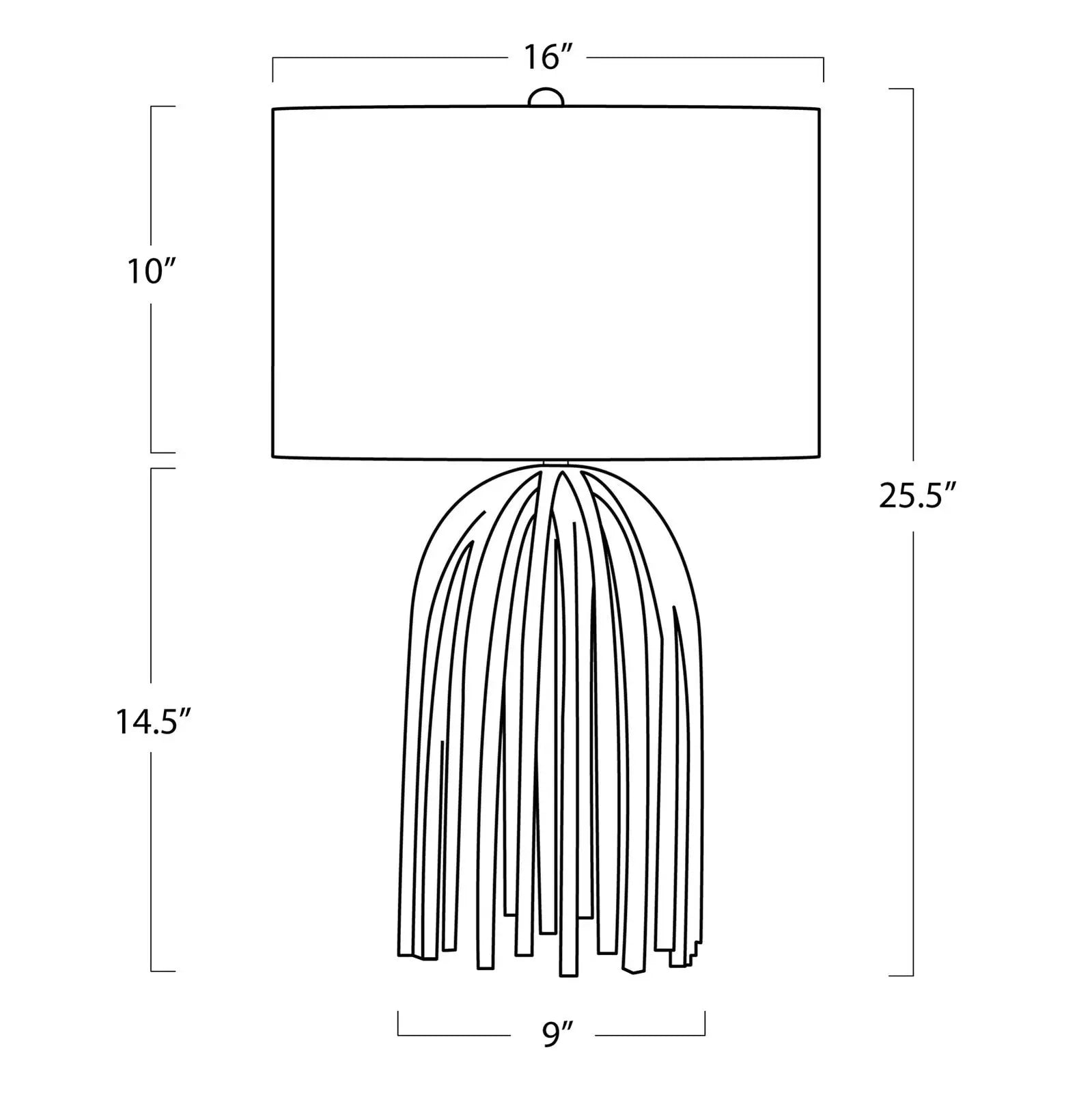 Webbed Table Lamp – Blackened Iron with Linen Shade - Villa Decor & Design