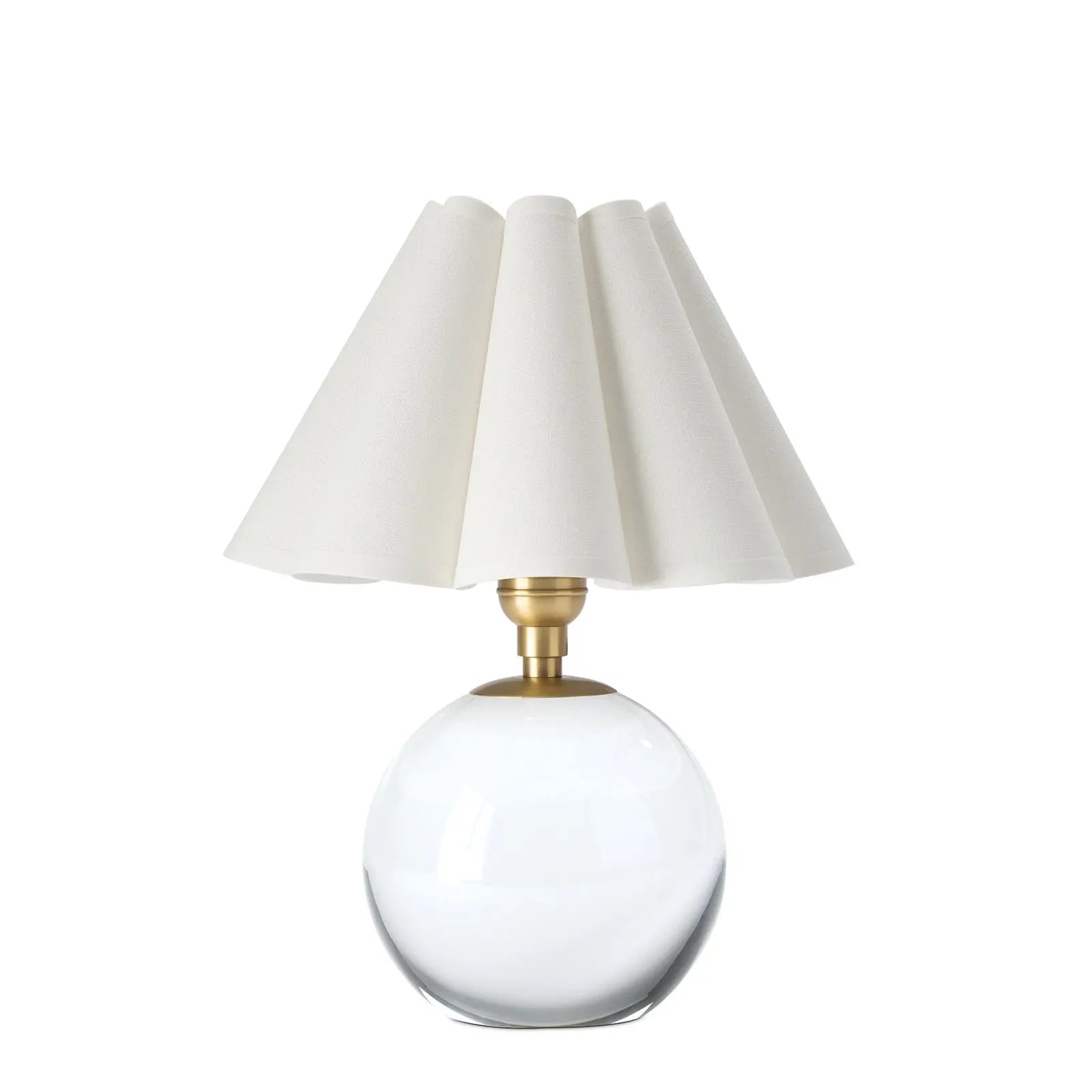Giorgio Crystal Mini Lamp (Natural Brass with White Scalloped Shade)