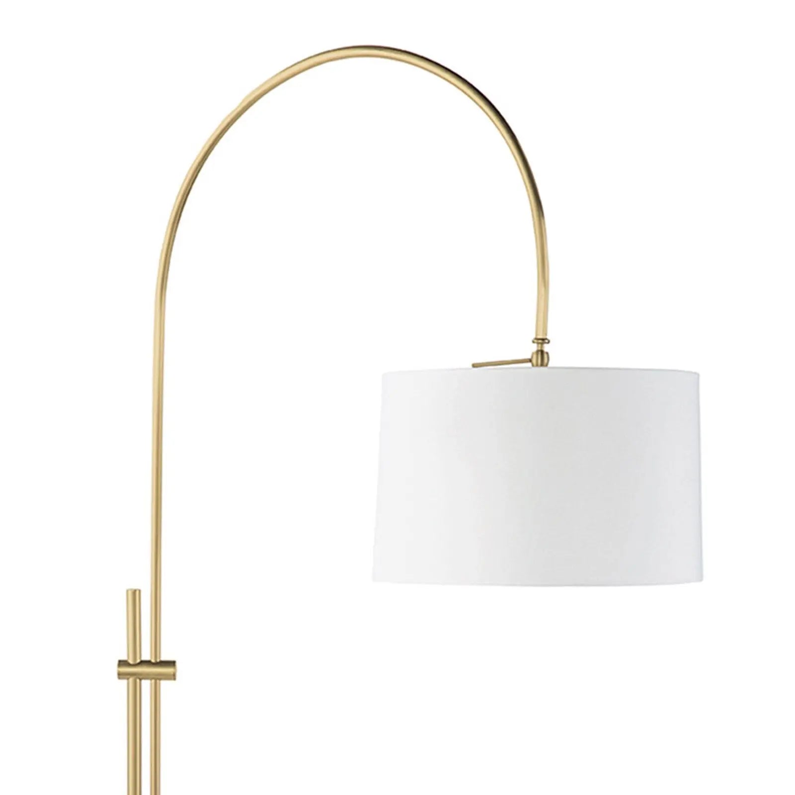 Arc Floor Lamp with fabric shade in Natural Brass finish – modern adjustable design