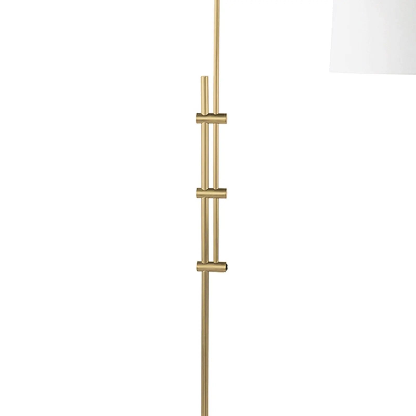 Arc Floor Lamp with fabric shade in Natural Brass finish – modern adjustable design