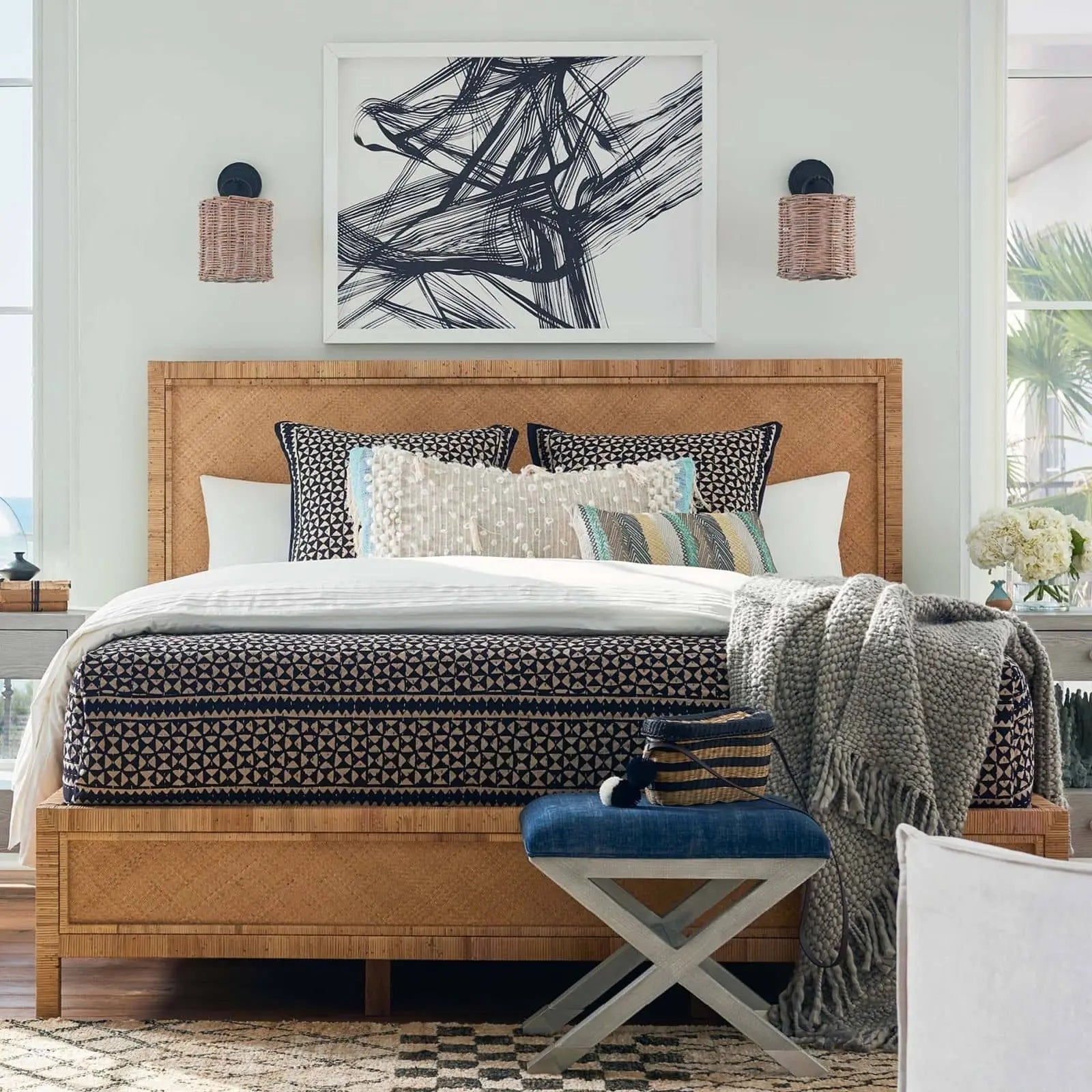 Regina Andrew Nantucket Sconce with woven rattan shade