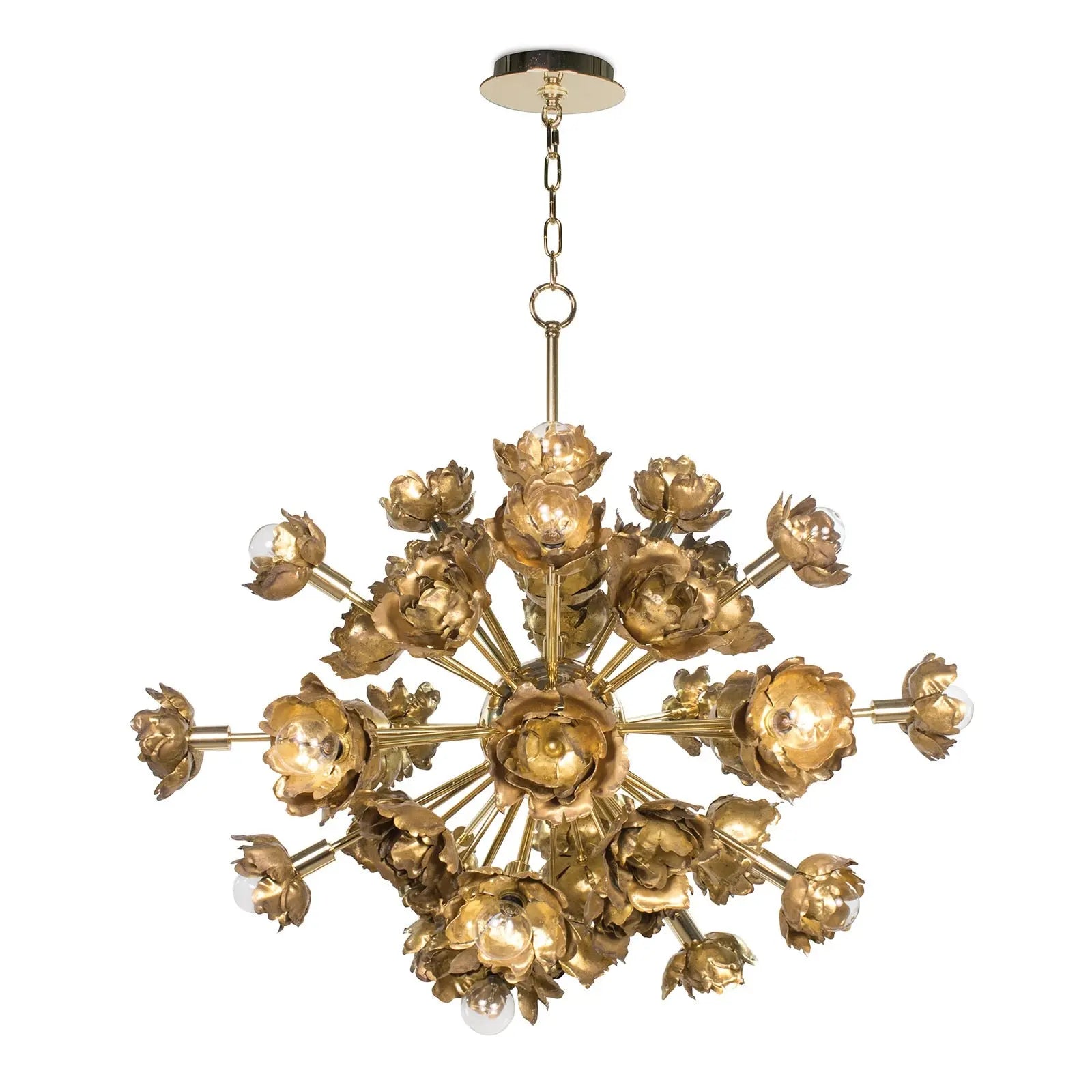 Adeline Chandelier - gold floral sculpture chandelier with 22 lights and blossom-like accents by Regina Andrew for statement dining room lighting
