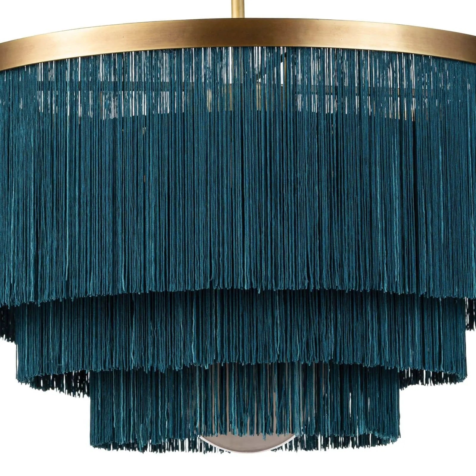 Cabaret Fringe Chandelier - 3-Layer Fabric Fringe & Brass Light - Villa Decor & Design