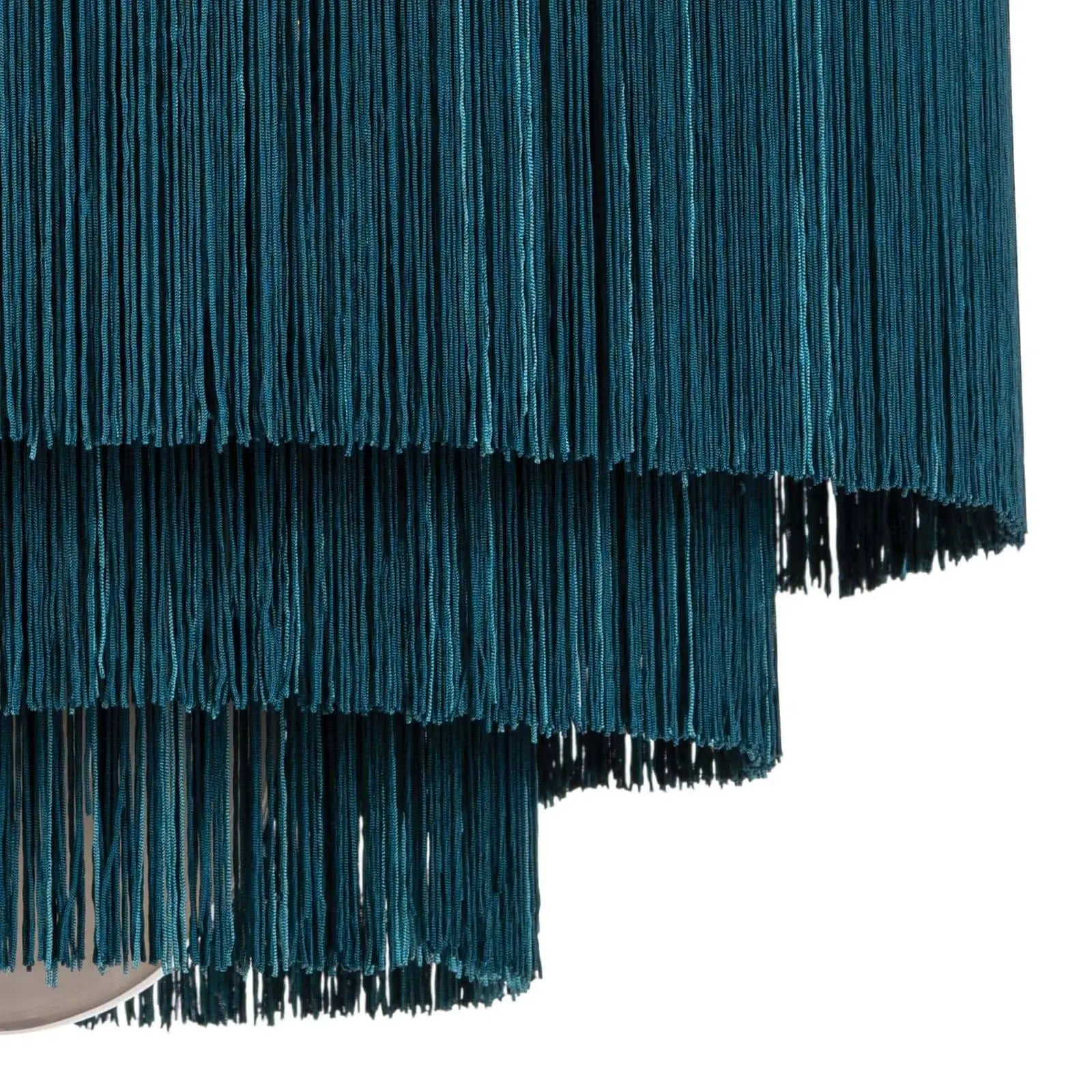 Cabaret Fringe Chandelier - 3-Layer Fabric Fringe & Brass Light - Villa Decor & Design