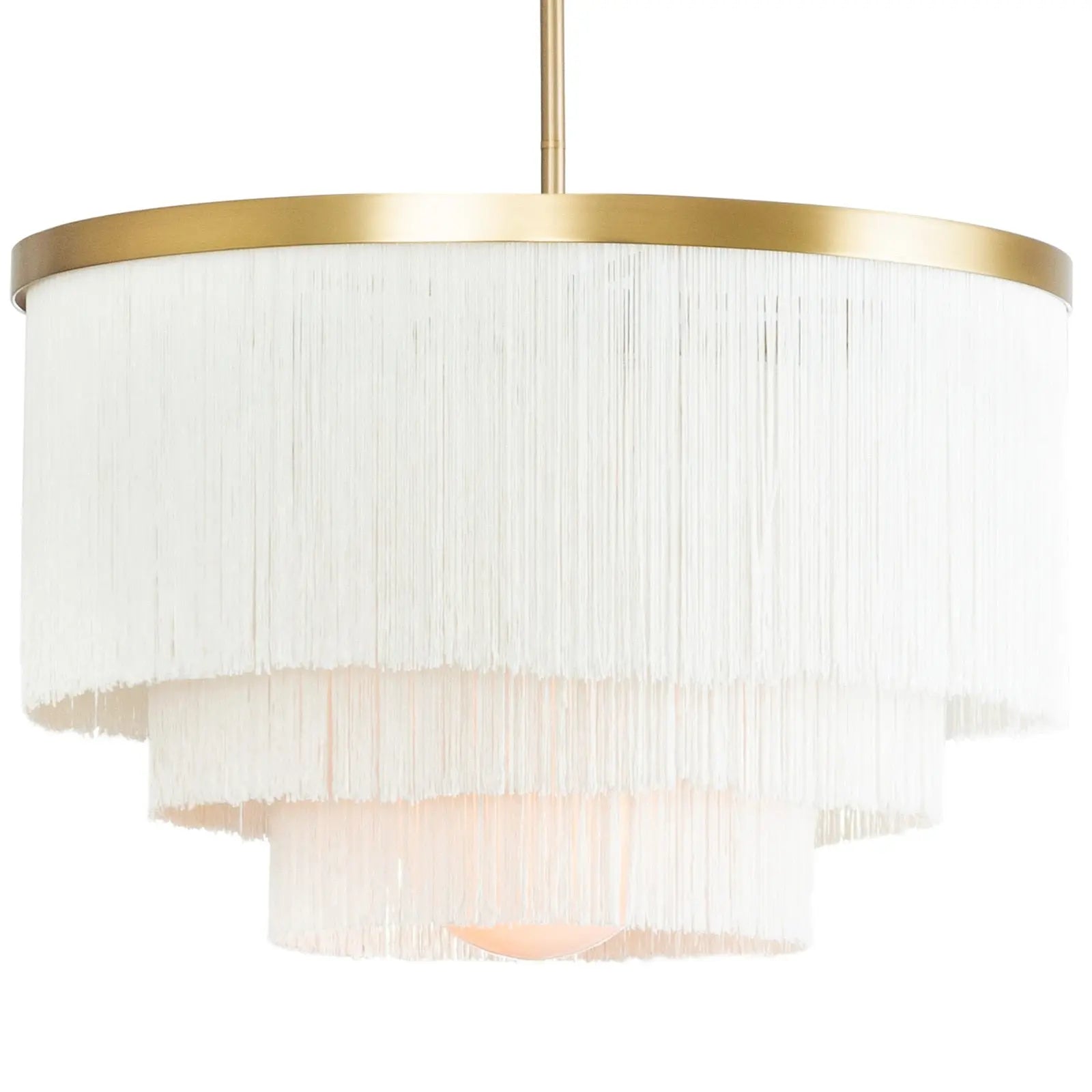 Cabaret Fringe Chandelier - 3-Layer Fabric Fringe & Brass Light - Villa Decor & Design