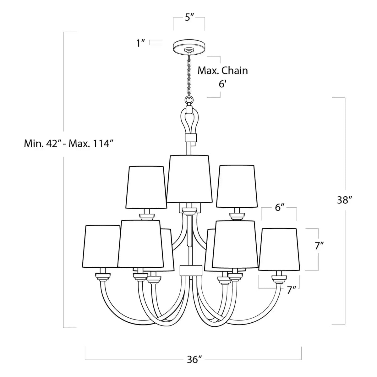 Bimini large chandelier dimension drawing
