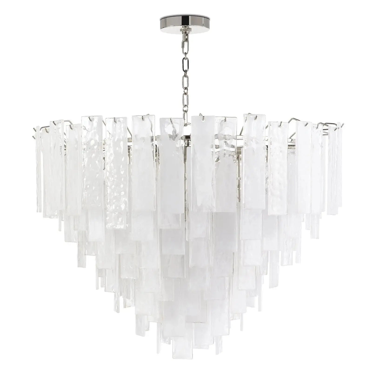 Glacier polished nickel chandelier, small size, alternate angle
