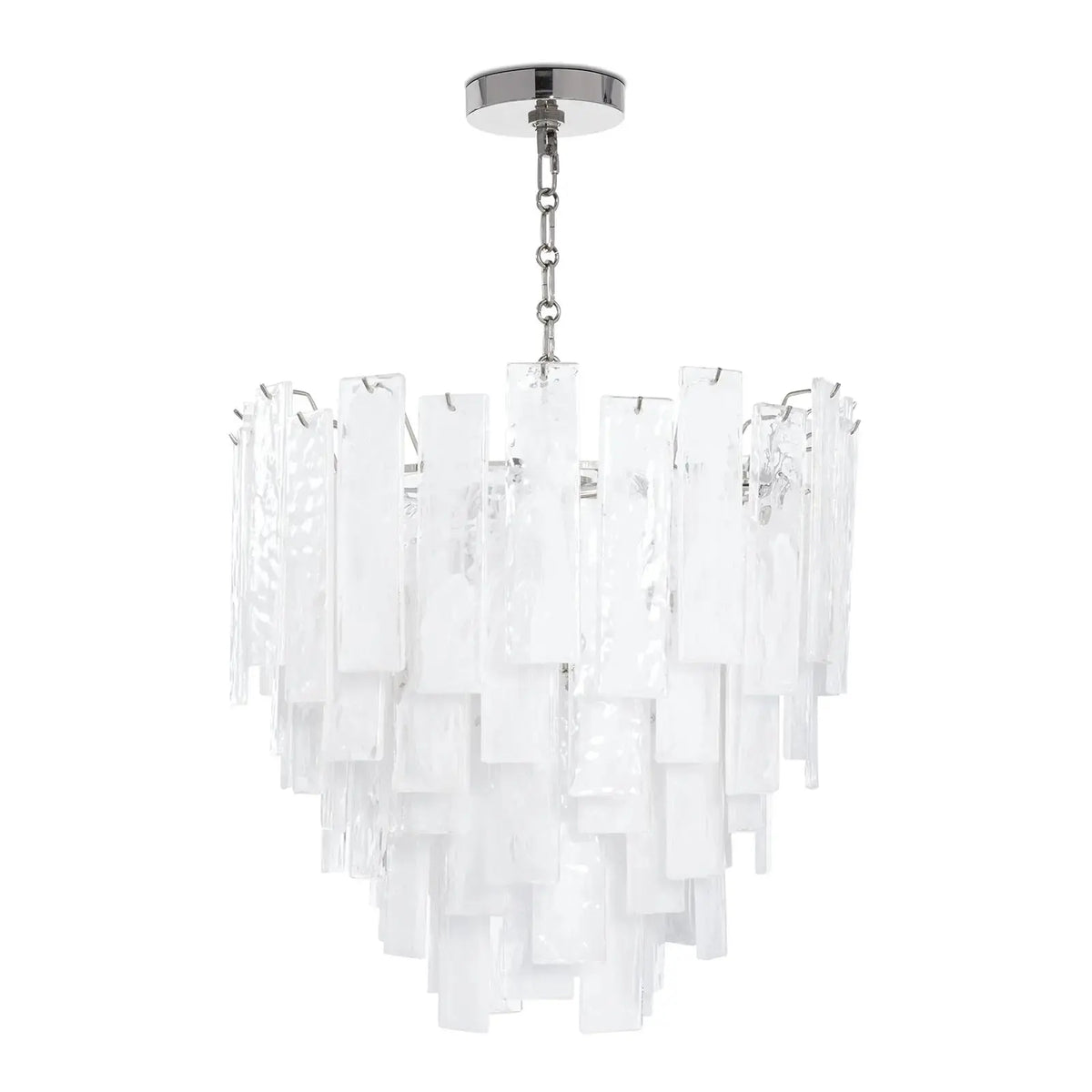Glacier chandelier, small size, polished nickel frame