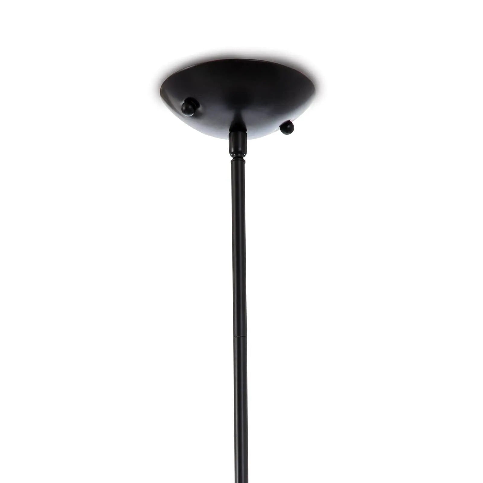 Black pendant light fixture on a white background