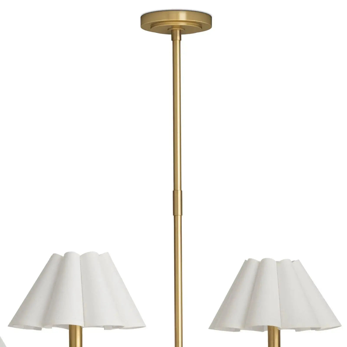 Polly chandelier canopy rod and clustered white scalloped shades