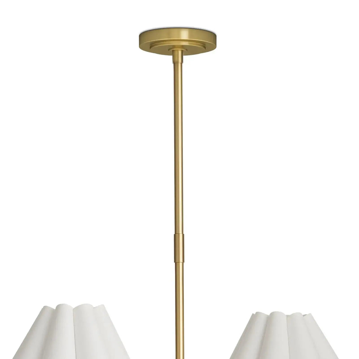 Polly chandelier canopy and rod, shades bunched to one side