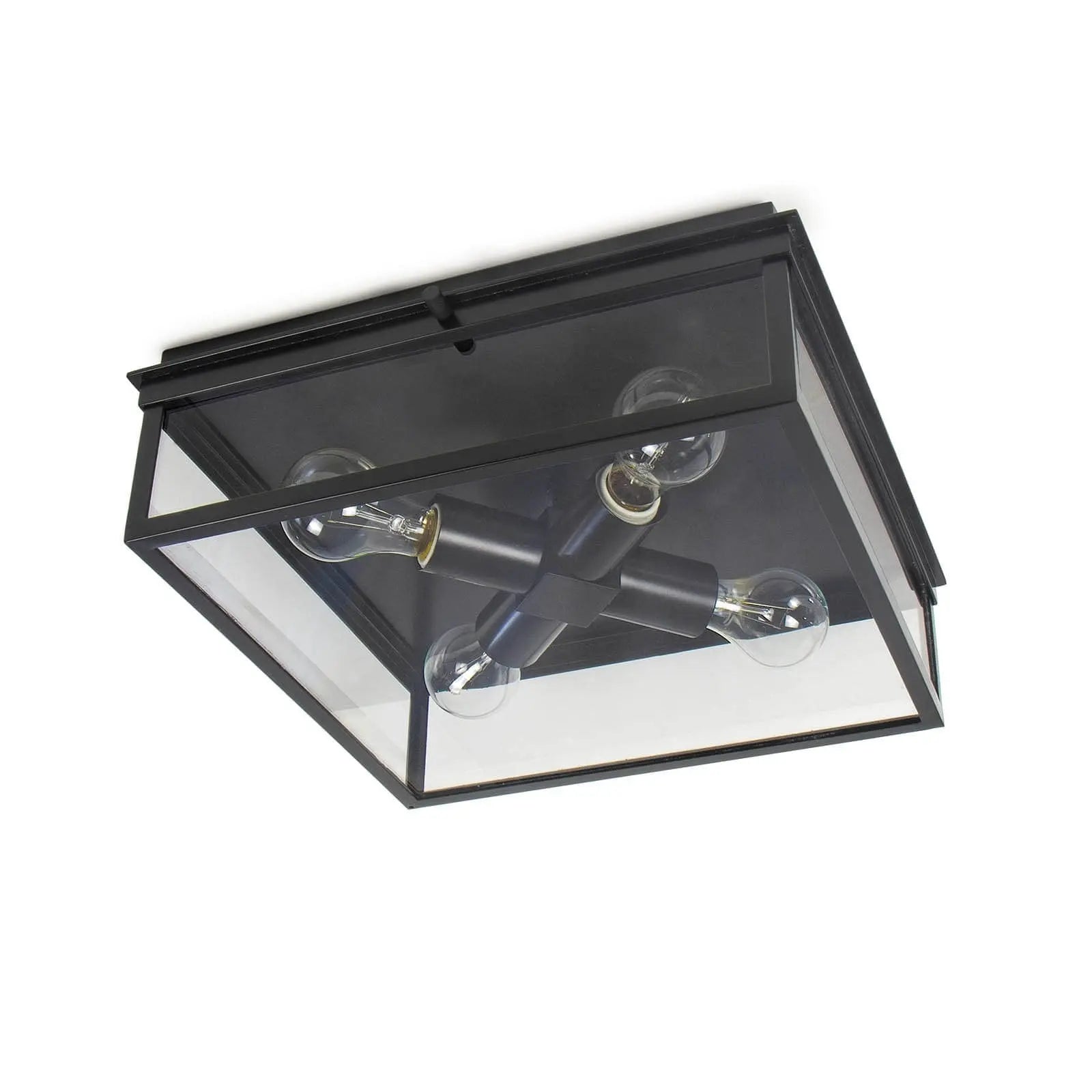 Ceiling light fixture with glass cover on a white background