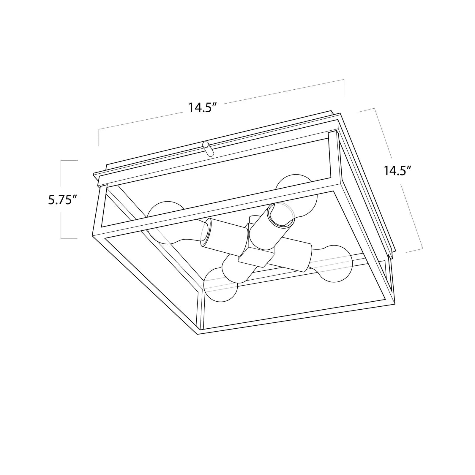 Diagram of a flush mount light with dimensions labeled on a white background