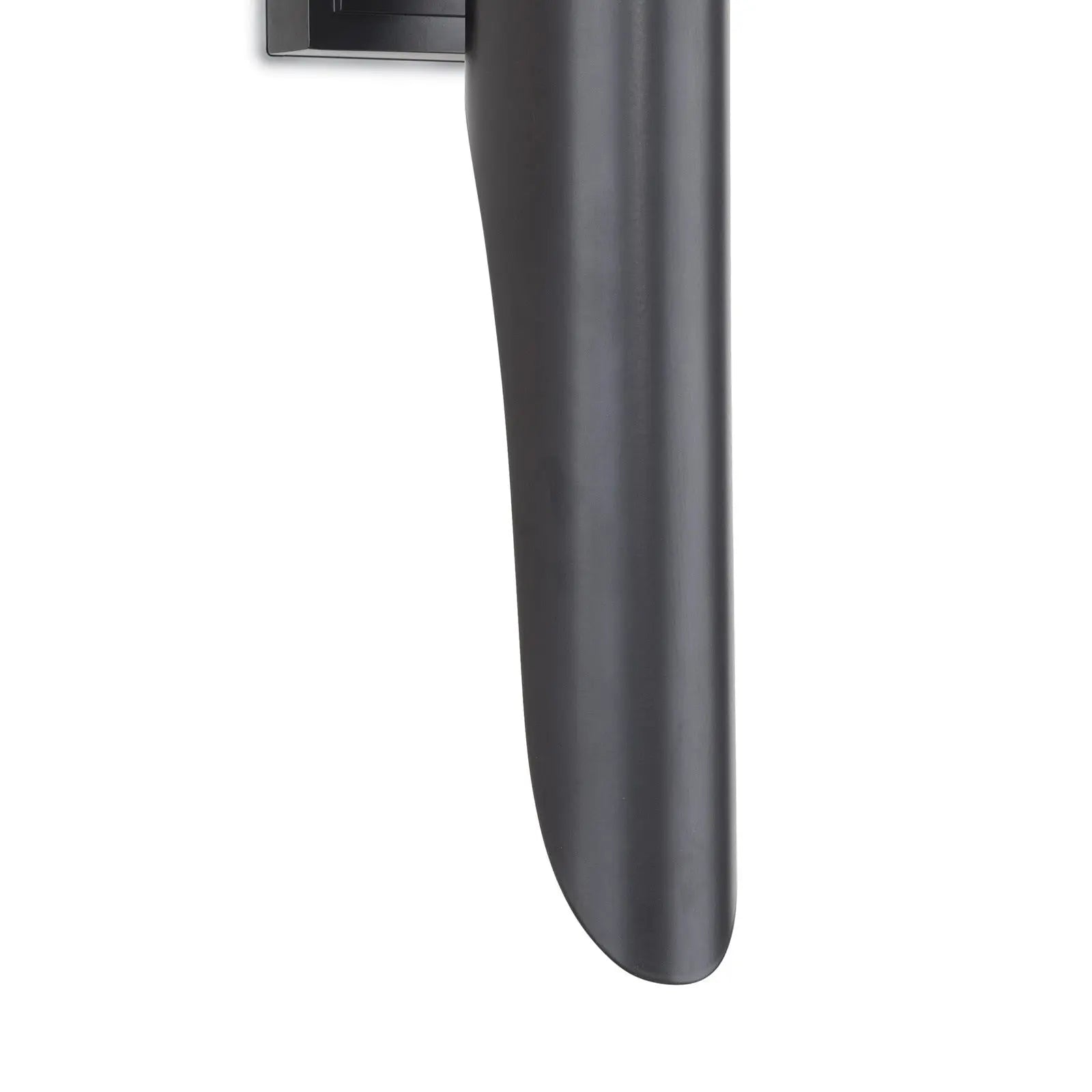 Close-up of a black wall sconce on a white background