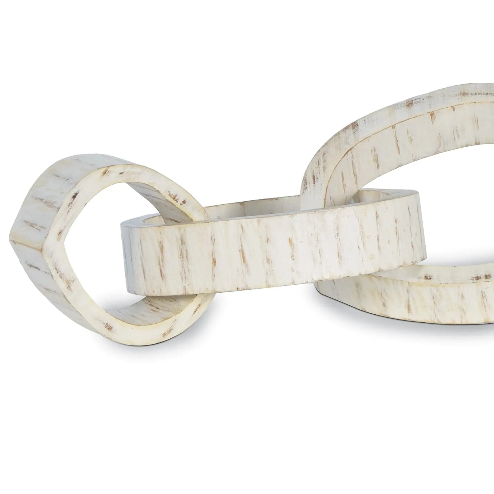 Decorative white wooden rings on a white background