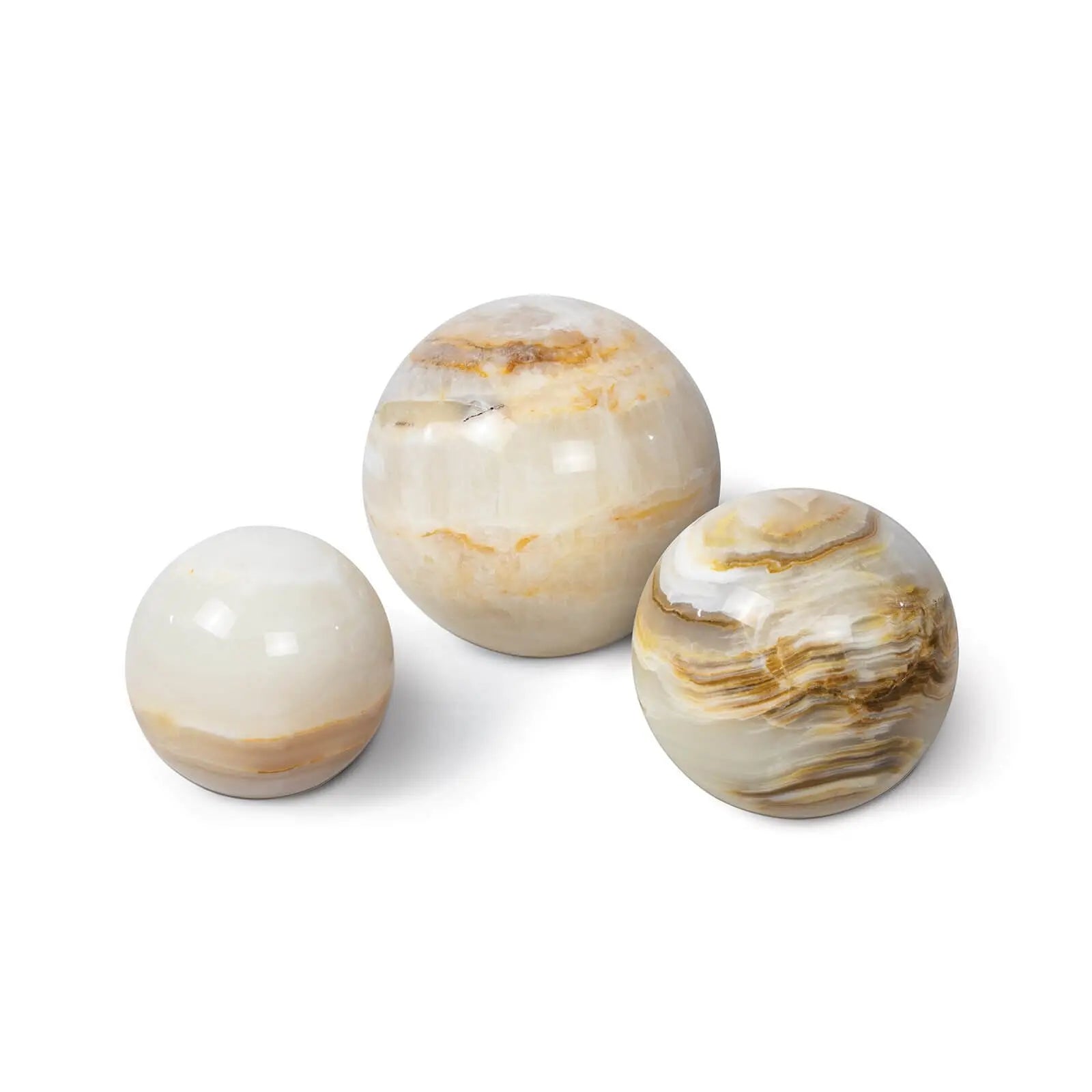 Jade Sphere Accessory Set - polished natural jade stone spheres for luxury home décor, representing good luck and prosperity