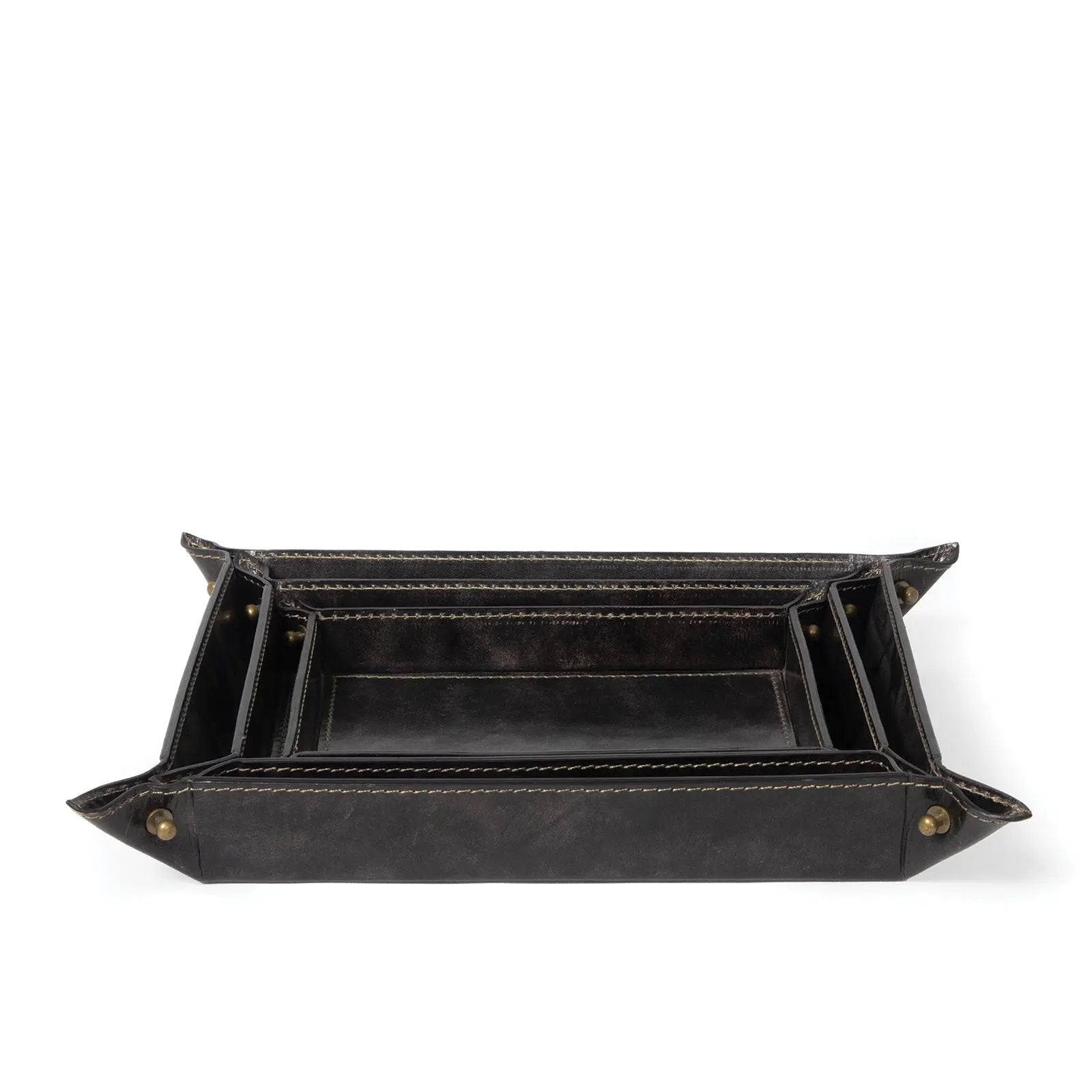 Derby Leather Tray Set (Black) Regina Andrew