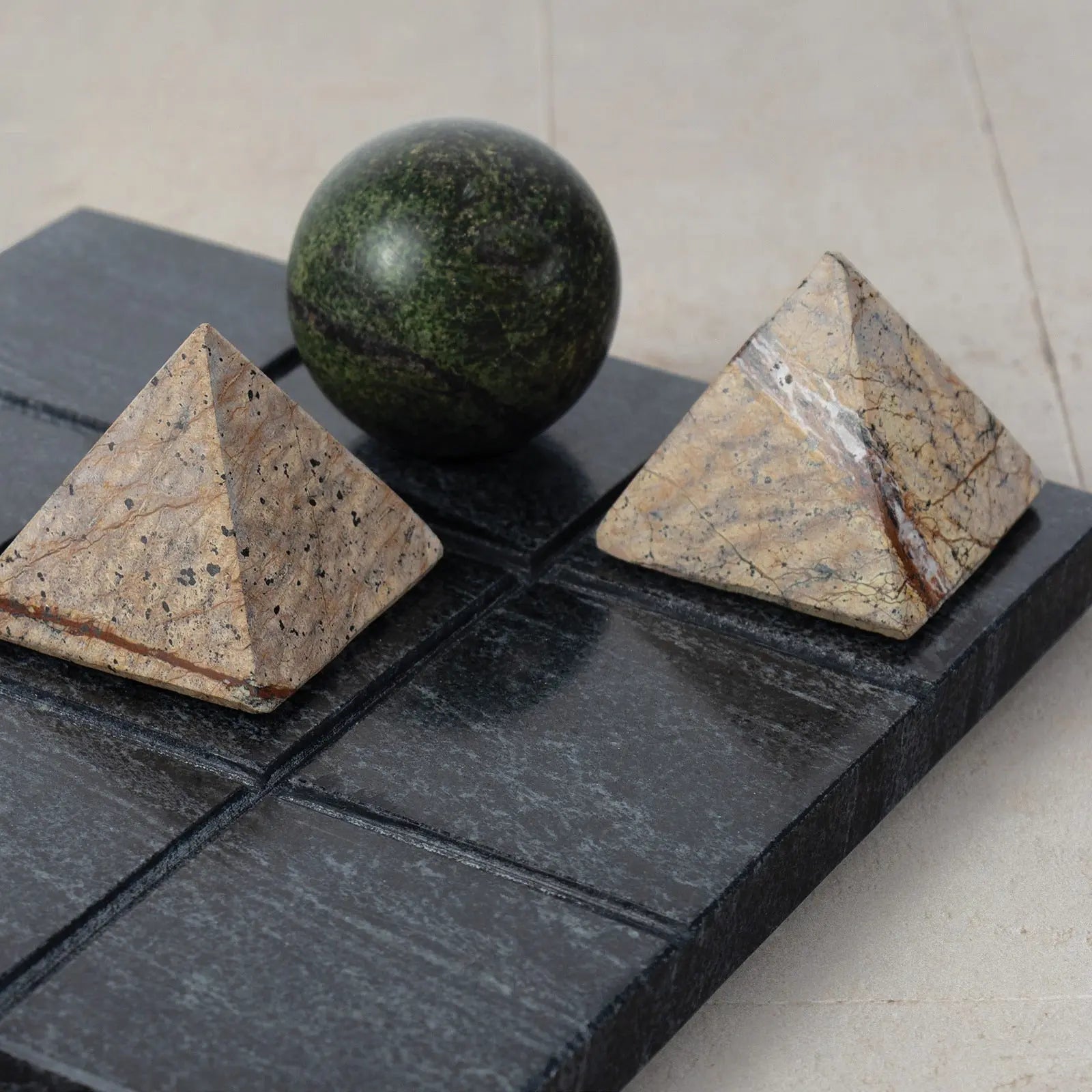 Tic Tac Toe Marble Board - Decorative Game Sculpture - Villa Decor & Design