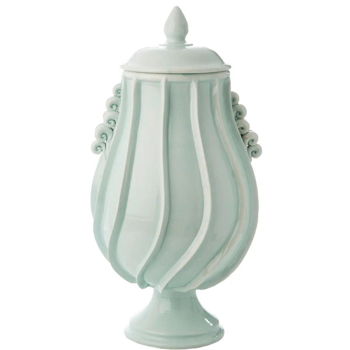 Santa Barbara Urn - 25" Italian Hand-Applied Ribbon Ceramic Urn - Villa Decor & Design