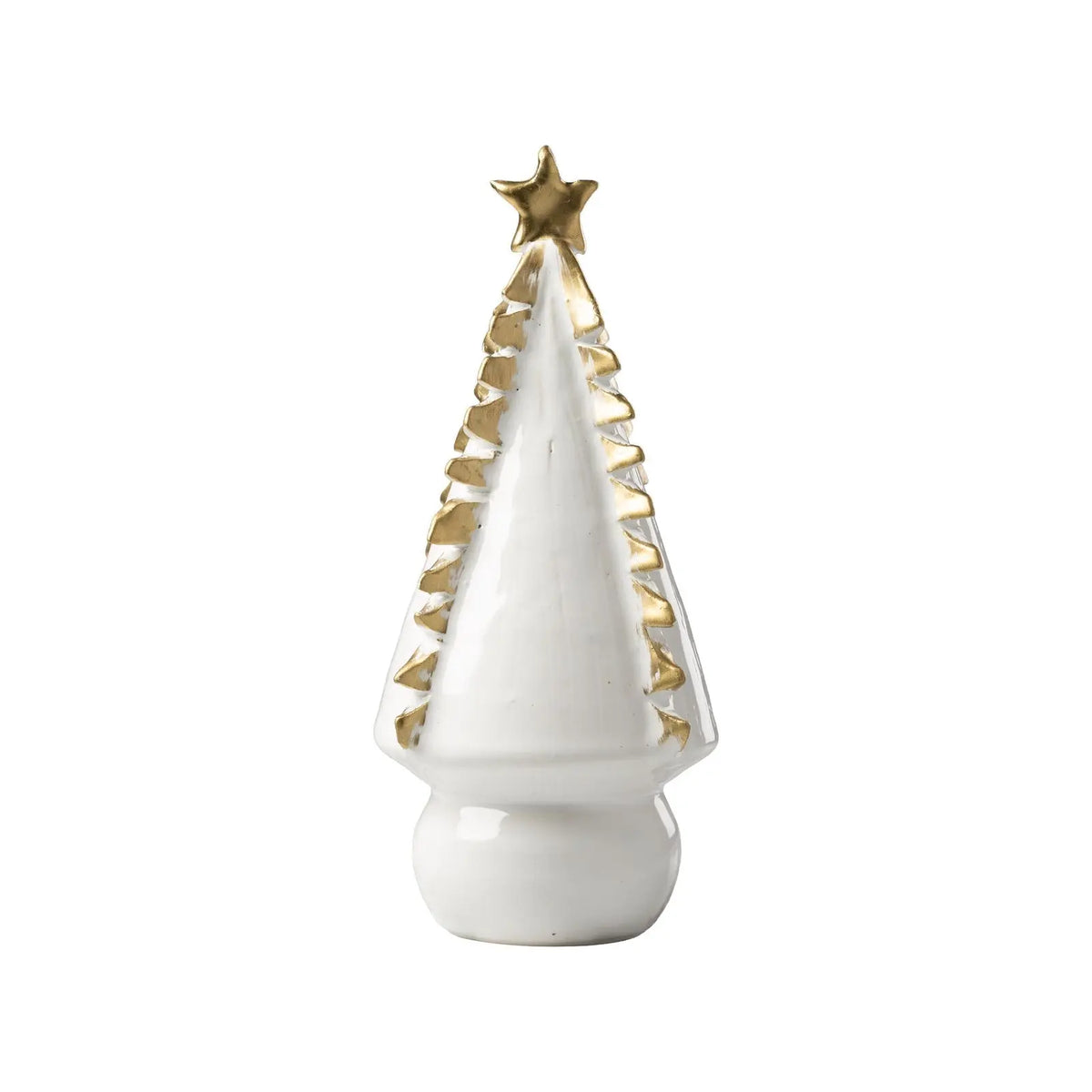 White Christmas Tree with Gold Tipped Branches (Medium or Large) | White Italian Ceramic Christmas Tree Gold Tipped Abigails
