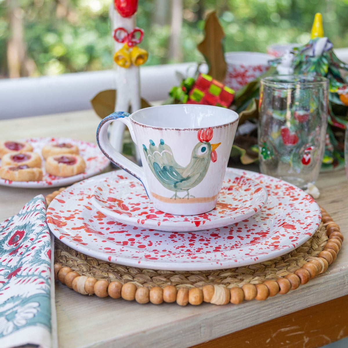 Taverna Speckled Dinner Plates, Red/White – Set of 4
