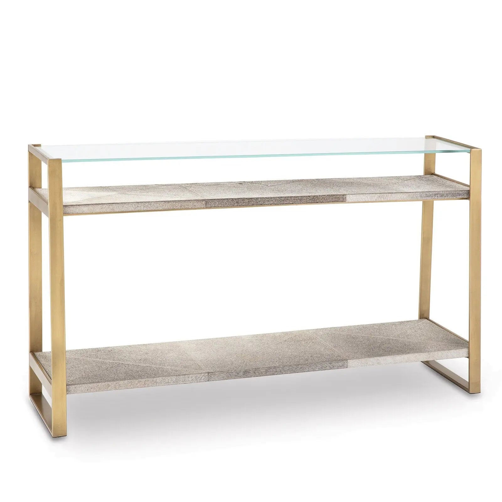 Andres Hair on Hide Console - 54" Large Metal & Hide Entry Table - Villa Decor & Design