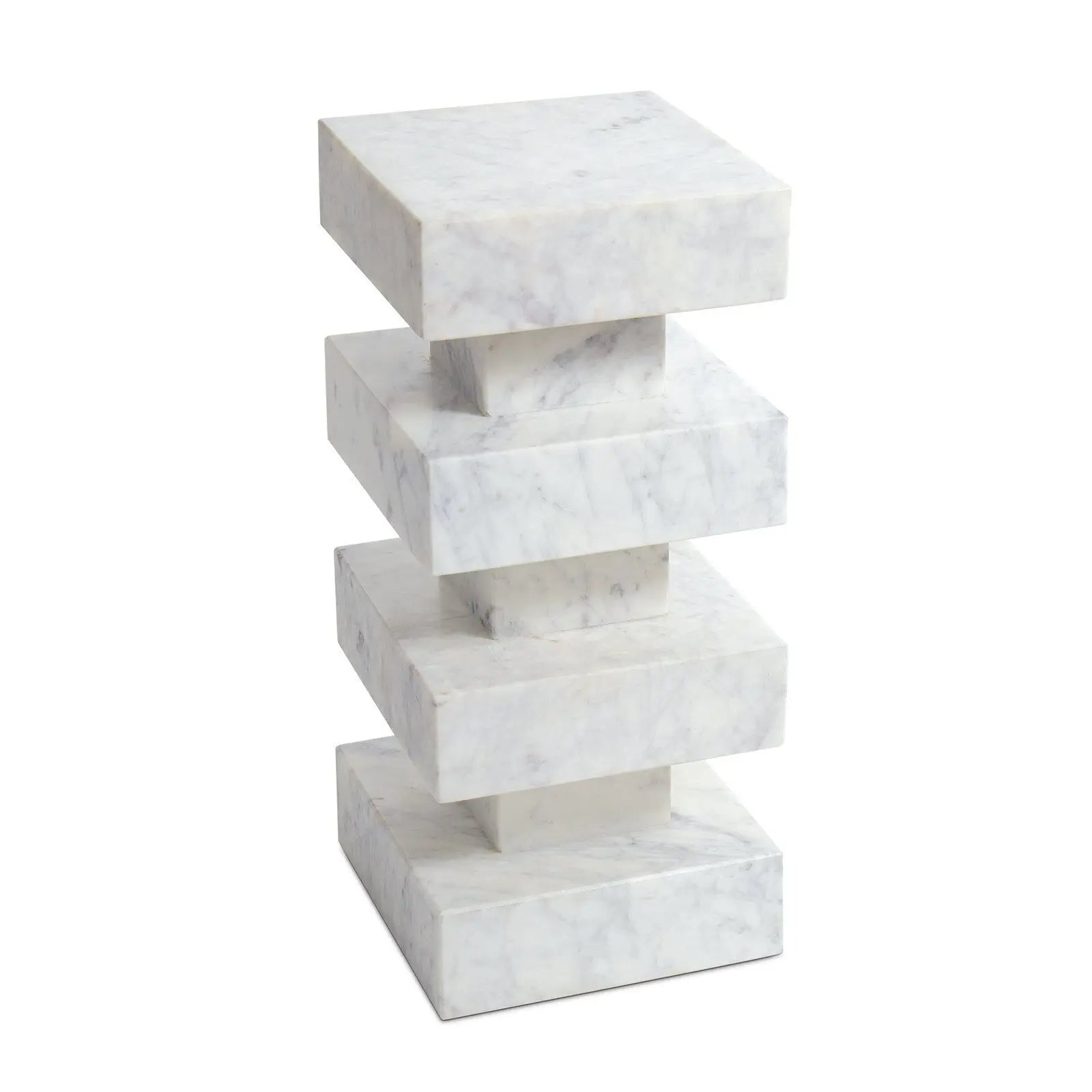 Charli Marble Accent Table - Modern Sculptural Square - Villa Decor & Design