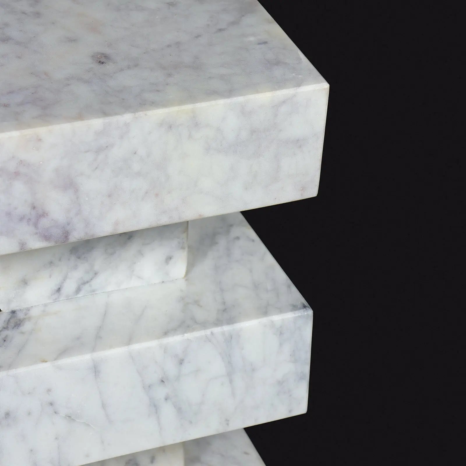 Charli Marble Accent Table - Modern Sculptural Square - Villa Decor & Design