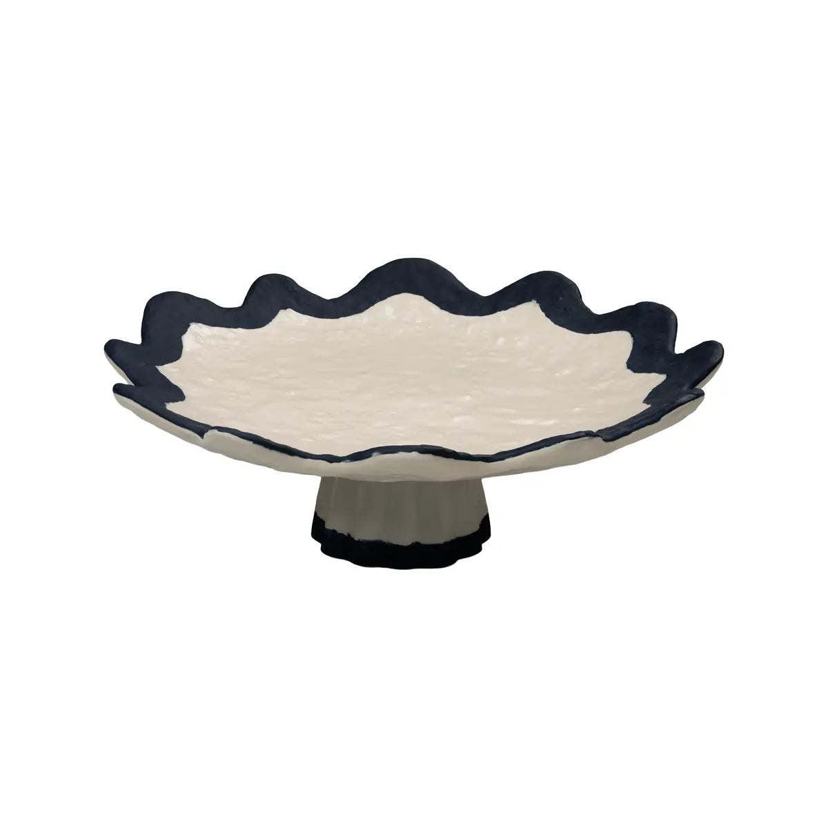 Rickrack Cake Plate - Handmade Portuguese Scalloped Ceramic Stand - Villa Decor & Design