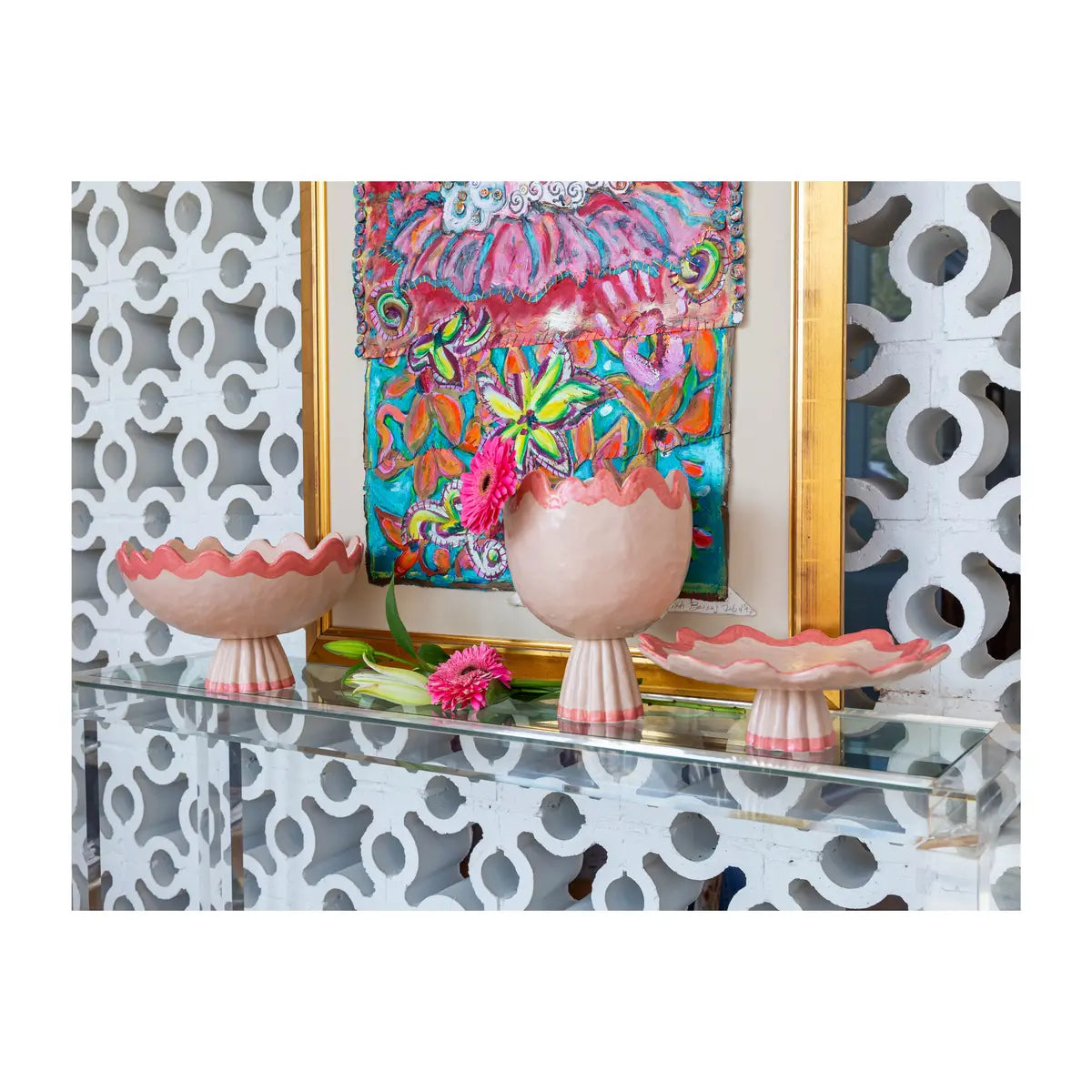 Rickrack Cake Plate - Handmade Portuguese Scalloped Ceramic Stand - Villa Decor & Design