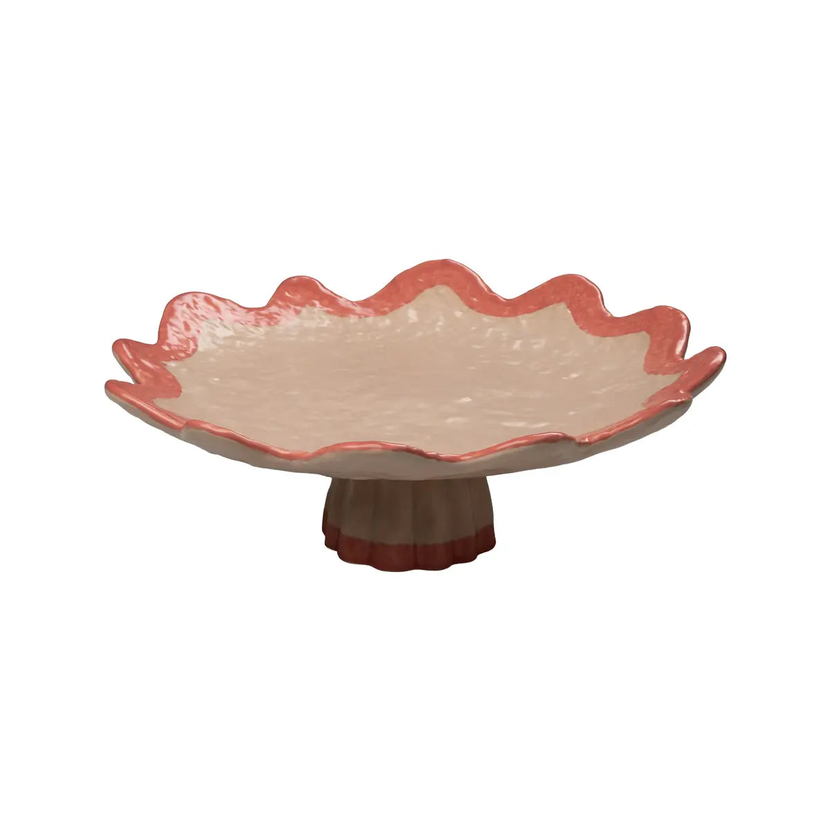 Rickrack Cake Plate - Handmade Portuguese Scalloped Ceramic Stand - Villa Decor & Design