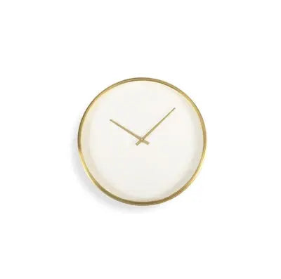 White w/Gold Simple Dial Clock Dia 16" - Minimalist Matte Brass Wall Clock