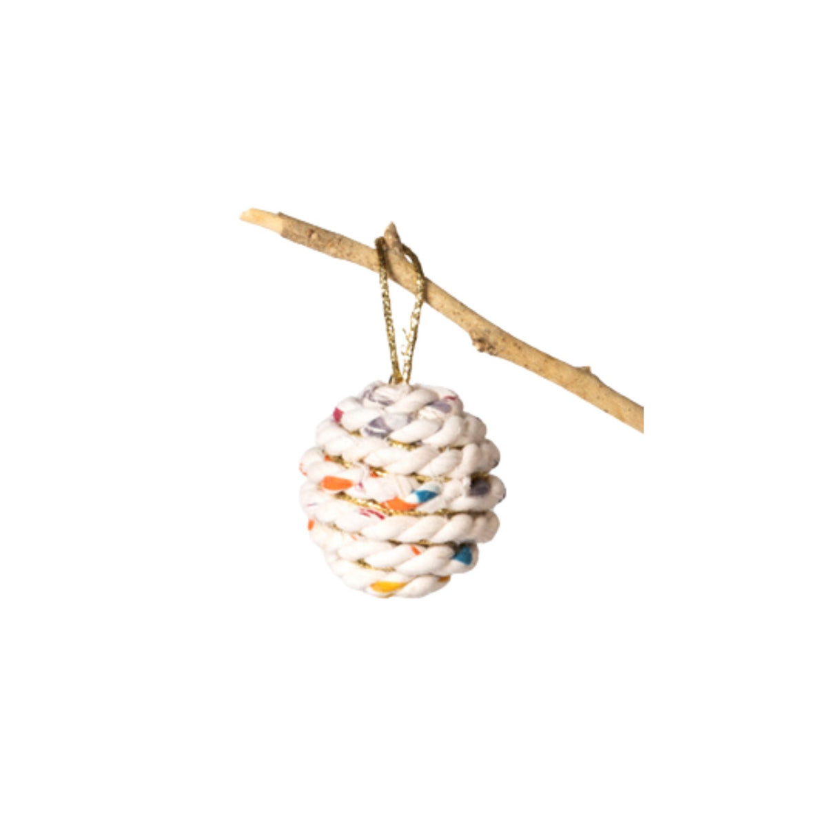 Kantha Rope Ball Ornaments, 2.5" – Set of 4