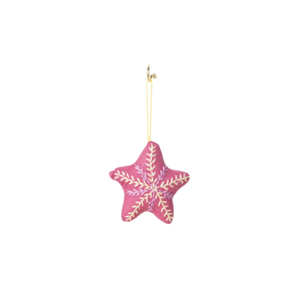 Kantha Pink Star Ornaments – Set of 4