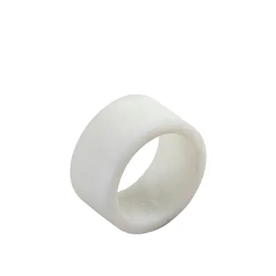 Set of 8 elegant white resin napkin rings in minimalist box for sophisticated dining decor