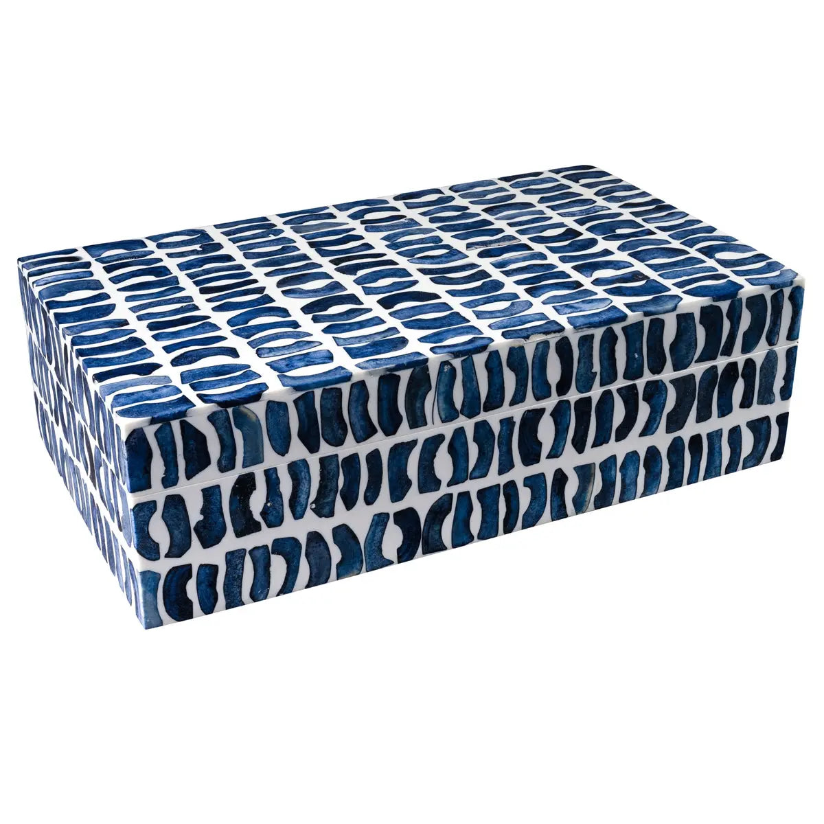 Bone Inlaid Box, Blue and White | Blue and White Bone Inlay Box - Villa Decor & Design