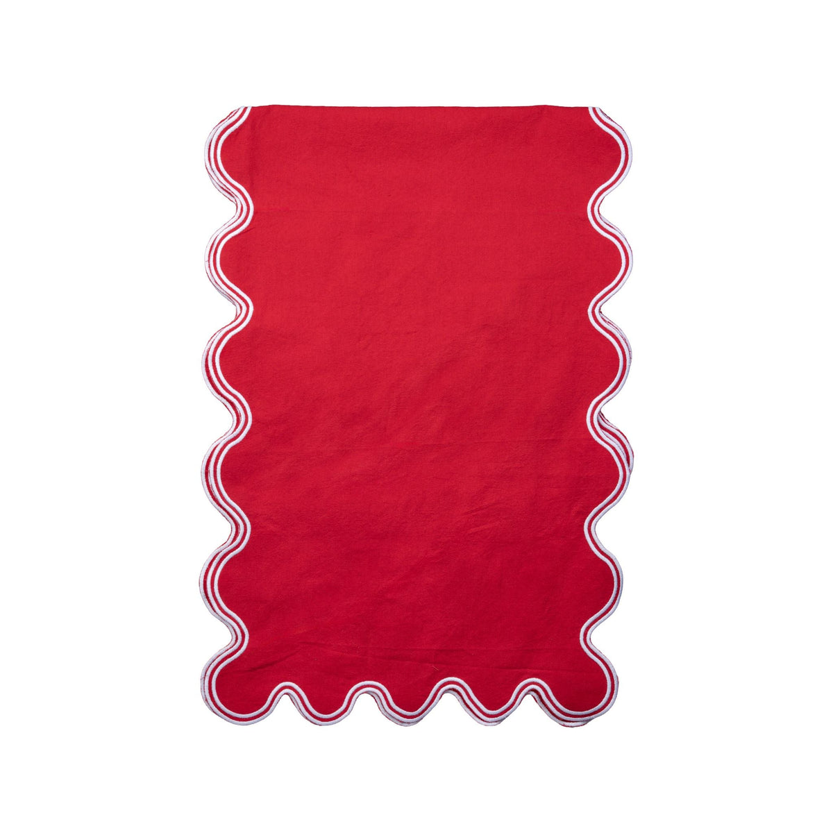 Red & White Scalloped Table Runner