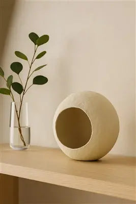 Paper Mache Pendant Light - Off-White Recycled Paper | Small or Large - Villa Decor & Design