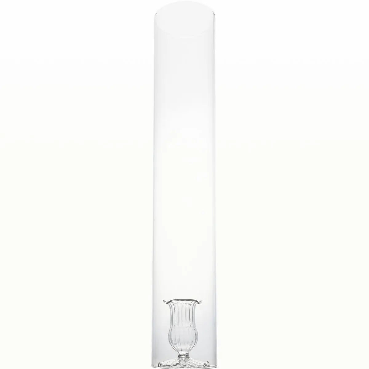 2-Piece Clear Candleholder with Cylinder – Clear or Gold Trim (Set of 4) - Villa Decor & Design