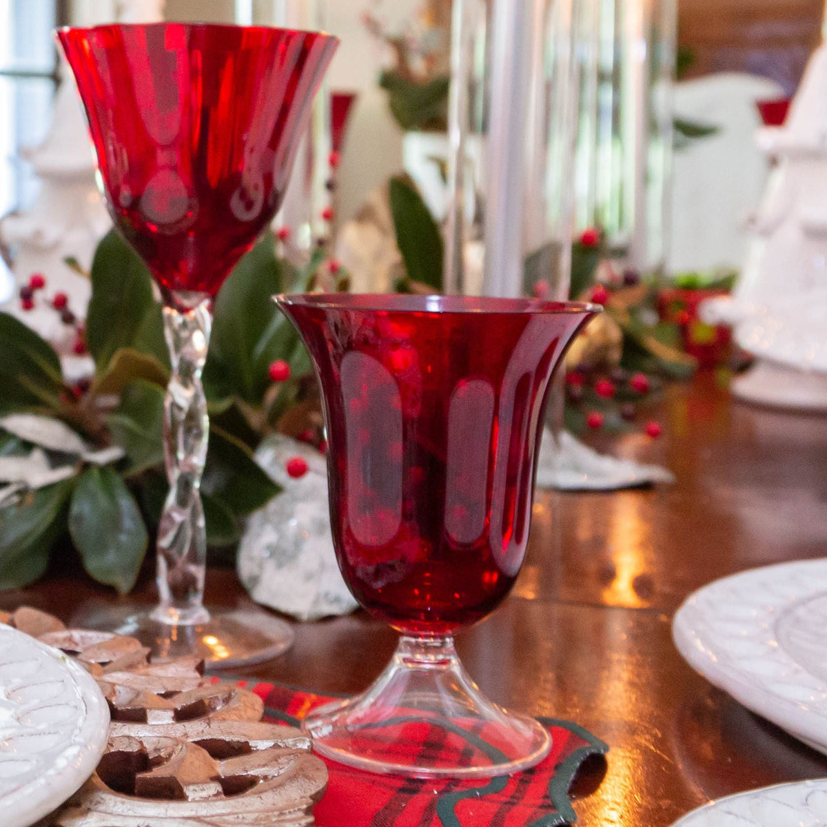 Adriana Water Glasses, Red – Set of 4