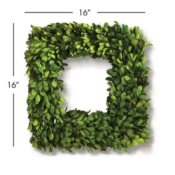 Boxwood Wreath (Square) - 16" Preserved Real Boxwood Napa Home & Garden