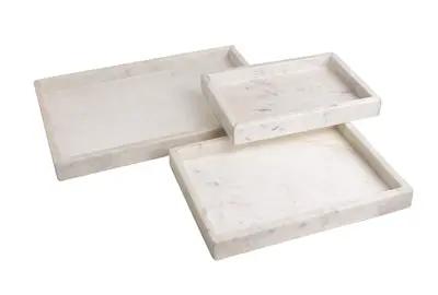 Marble Tank Tray 14x10, Opal White - Set of 2 BIDKHome