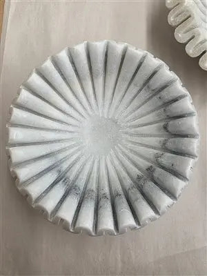 White Marble Ruffled Bowl - XS, S, M, L or XL | White Marble Ruffled Bowl BIDKHome
